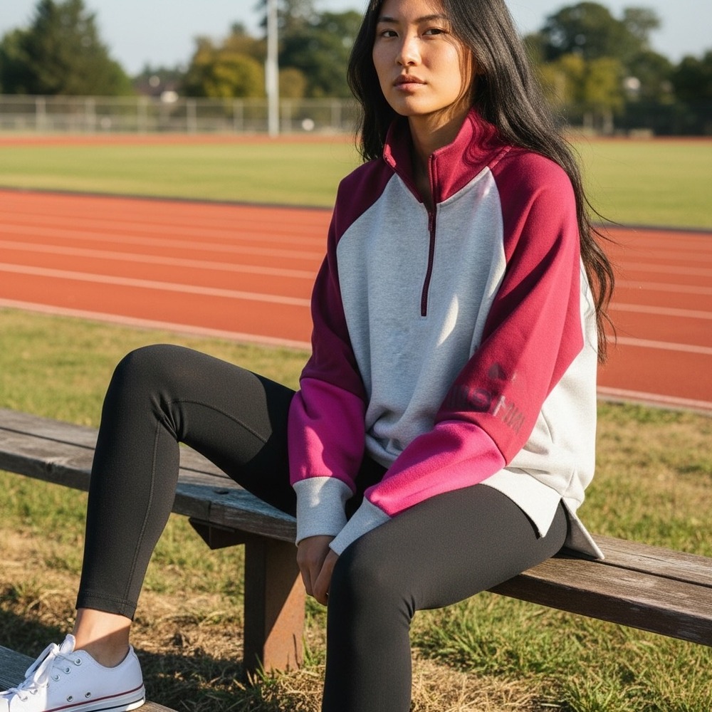 ✅ Nike Dri-Fit Shirt Size XS Qtr Zip Pullover GREY‎ PINK COLOR BLOCK